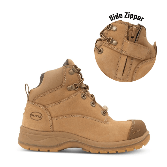 Oliver Womens Water Resistant Lace-Up Zip Side Work Boot