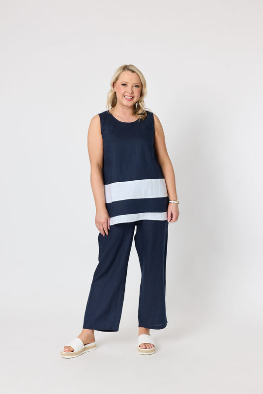 Gordon Smith Womens Chloe Contrast Linen Top