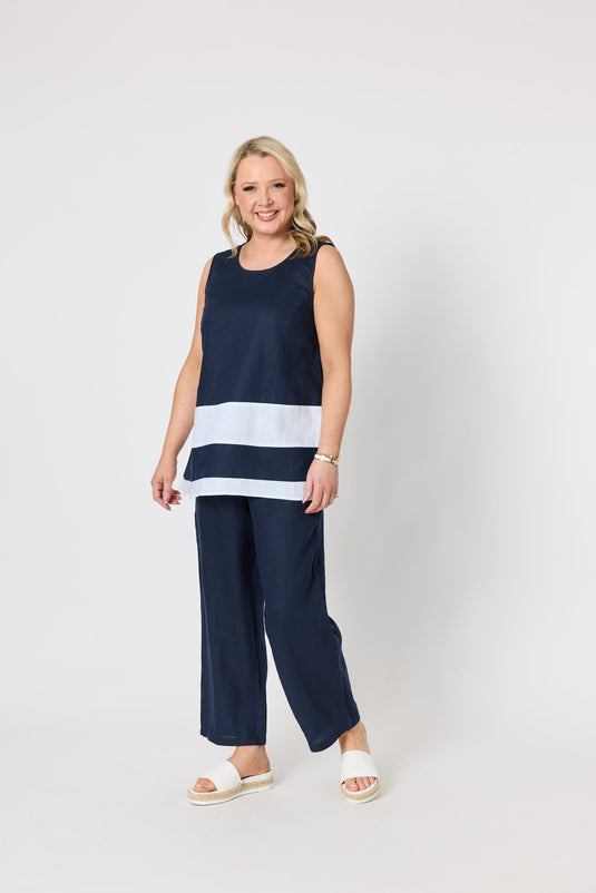 Gordon Smith Womens Chloe Contrast Linen Top