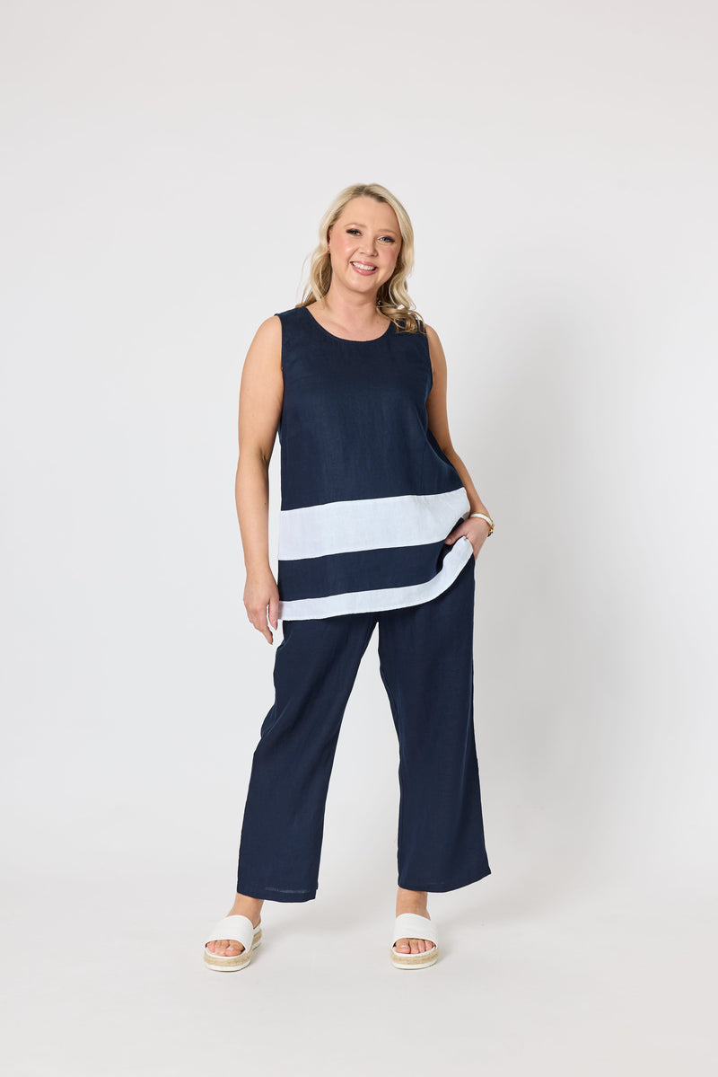 Load image into Gallery viewer, Gordon Smith Womens Chloe Contrast Linen Top
