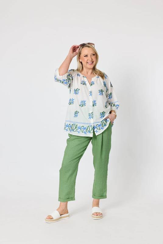 Gordon Smiths Womens Florida Floral Embroidered Top - White Multi