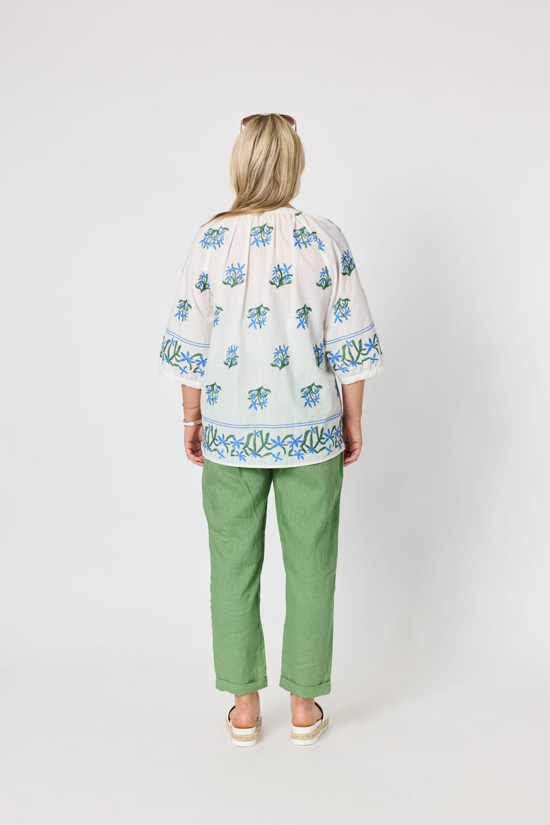 Load image into Gallery viewer, Gordon Smiths Womens Florida Floral Embroidered Top - White Multi
