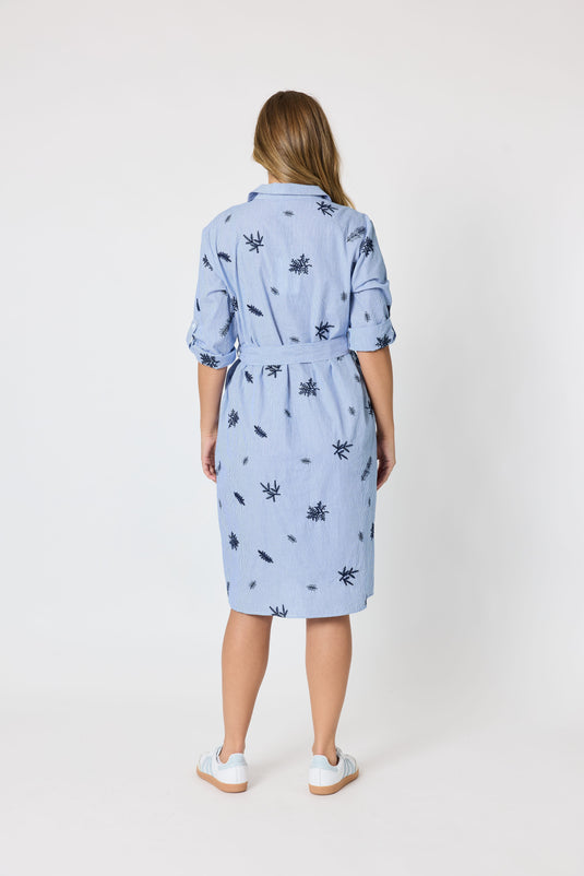 Threadz Womens Botanica Floral Embroidered Shirt Dress