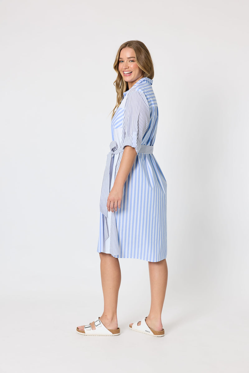 Load image into Gallery viewer, Threadz Womens Miramar Stripe Print Shirt Dress
