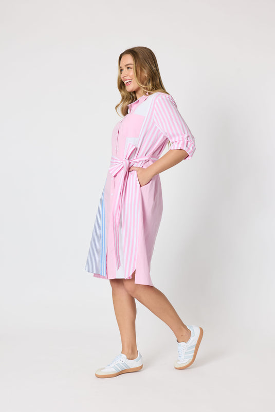 Threadz Womens Miramar Stripe Print Shirt Dress