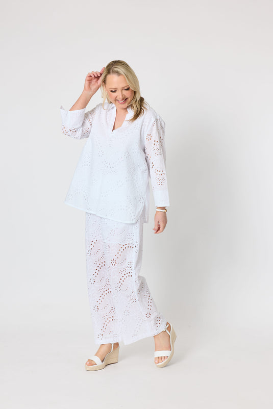 Gordon Smith Womens Belle Broderie Top - White