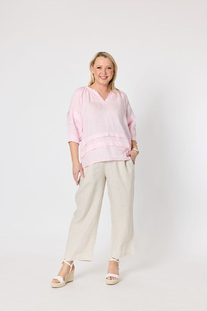 Load image into Gallery viewer, Gordon Smith Womens Katie Linen Top - Pale Pink

