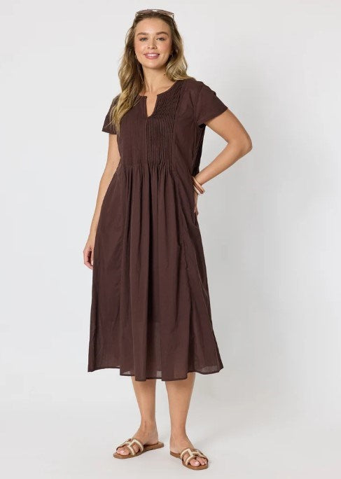 Threadz Womens Acacia Cotton Dress - Coffee