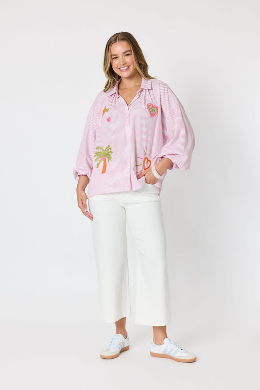 Threadz Womens The Palms Embroidered Shirt
