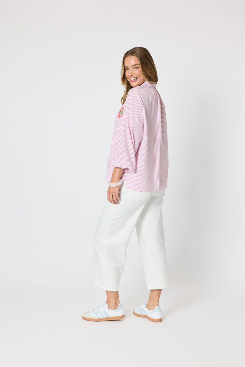 Load image into Gallery viewer, Threadz Womens The Palms Embroidered Shirt
