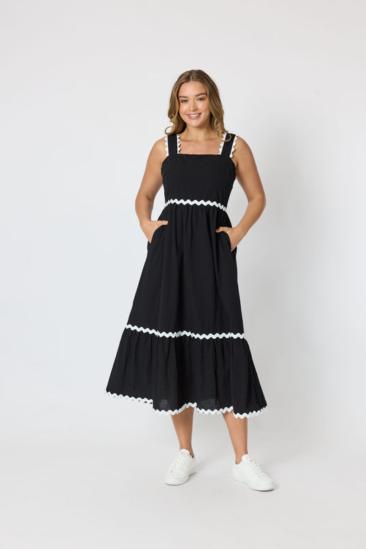 Threadz Women Casablanca Ric Rac Sundress - Black