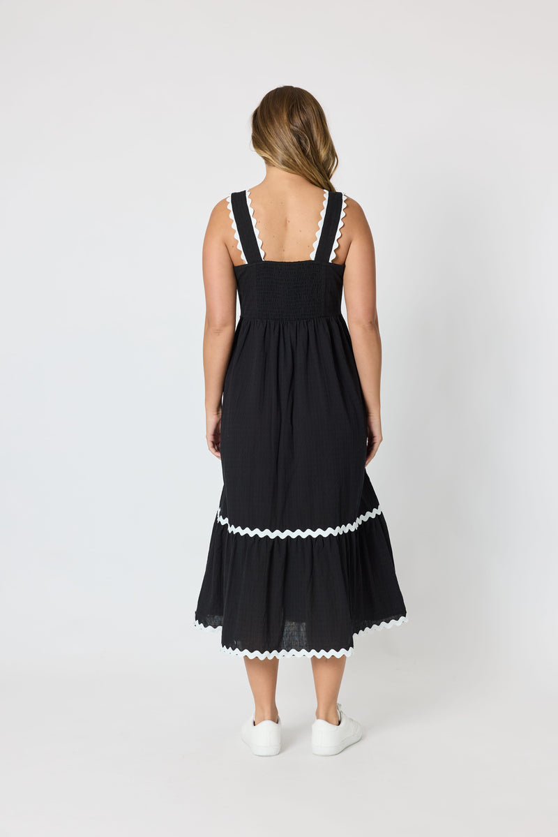 Load image into Gallery viewer, Threadz Women Casablanca Ric Rac Sundress - Black
