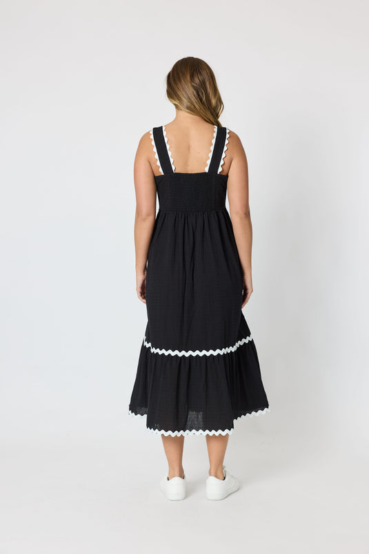 Threadz Women Casablanca Ric Rac Sundress - Black