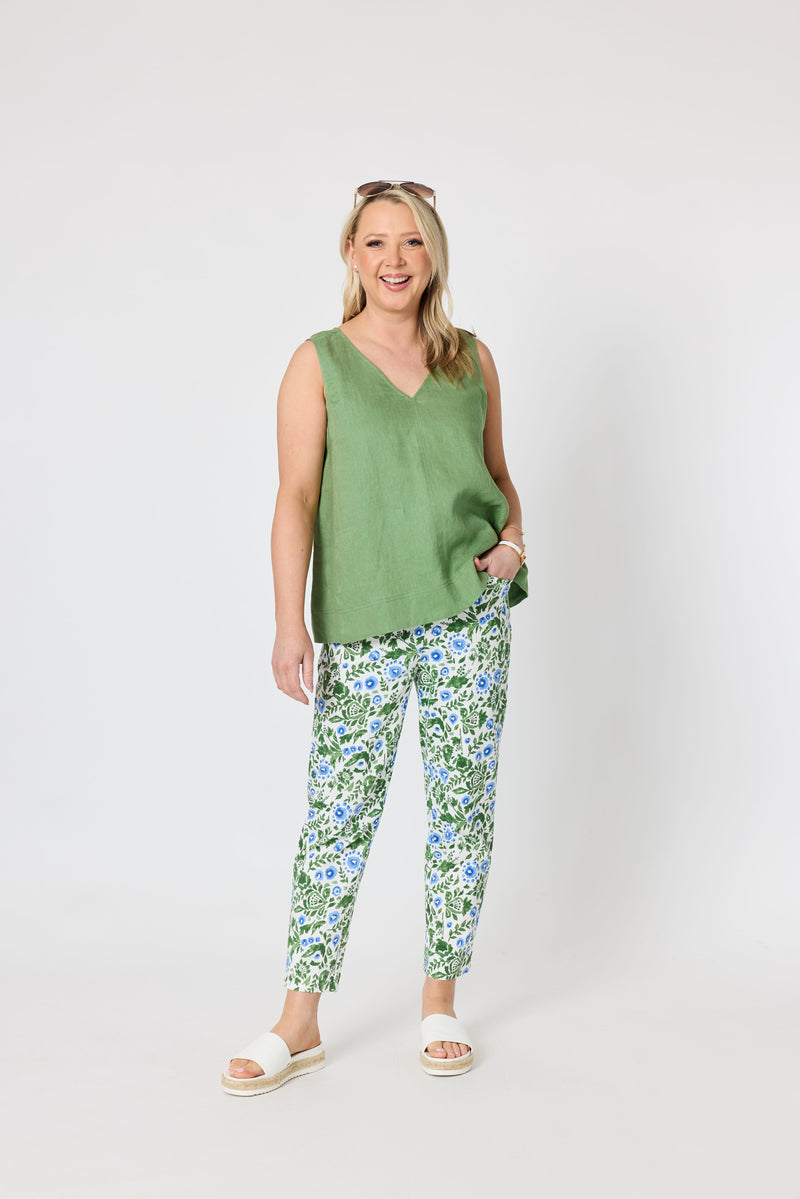 Load image into Gallery viewer, Gordon Smith Womens Bayside Floral Print Slim Leg Pant - Fern Multi
