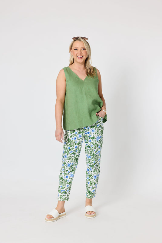 Gordon Smith Womens Bayside Floral Print Slim Leg Pant - Fern Multi
