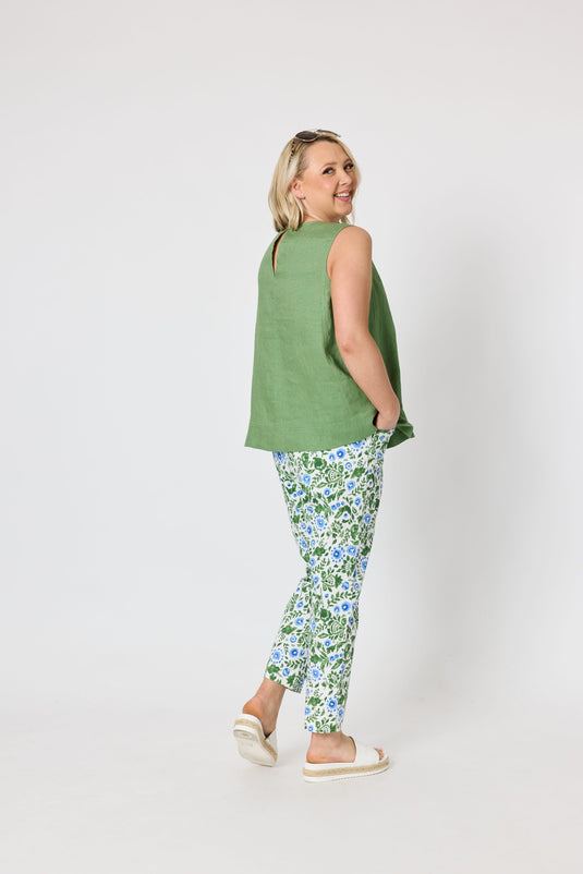 Gordon Smith Womens Bayside Floral Print Slim Leg Pant - Fern Multi