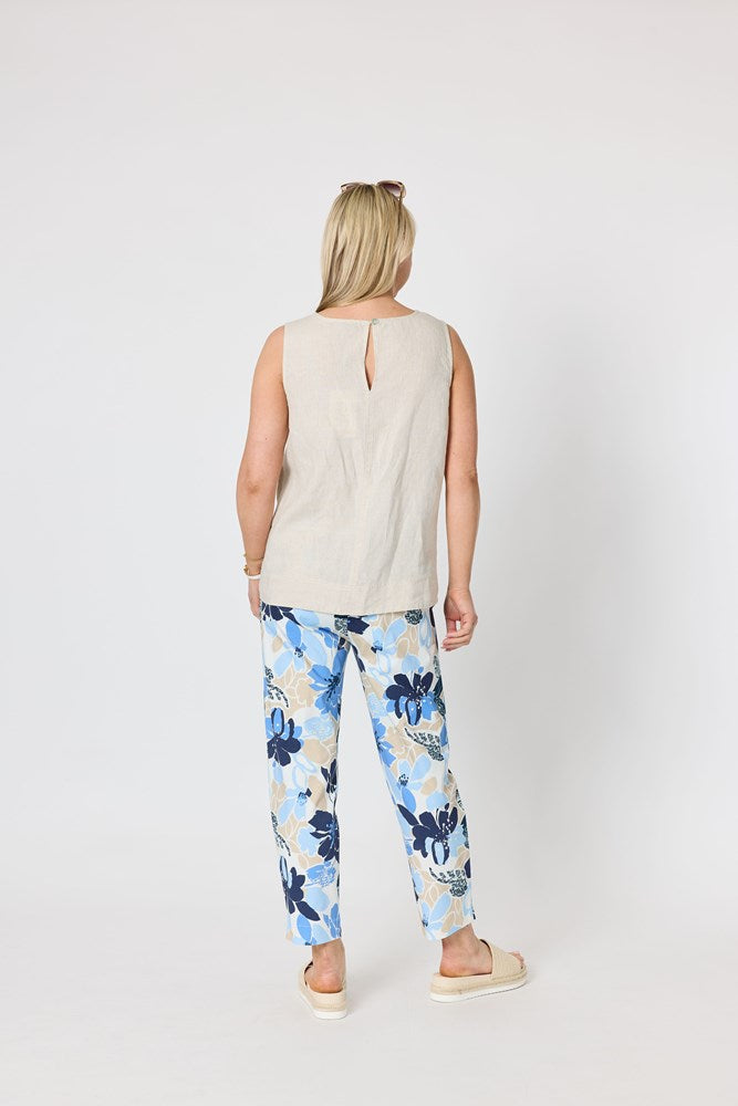 Load image into Gallery viewer, Gordon Smith Womens Amalfi Rose Floral Print Slim Leg Pant - Cornflower Multi
