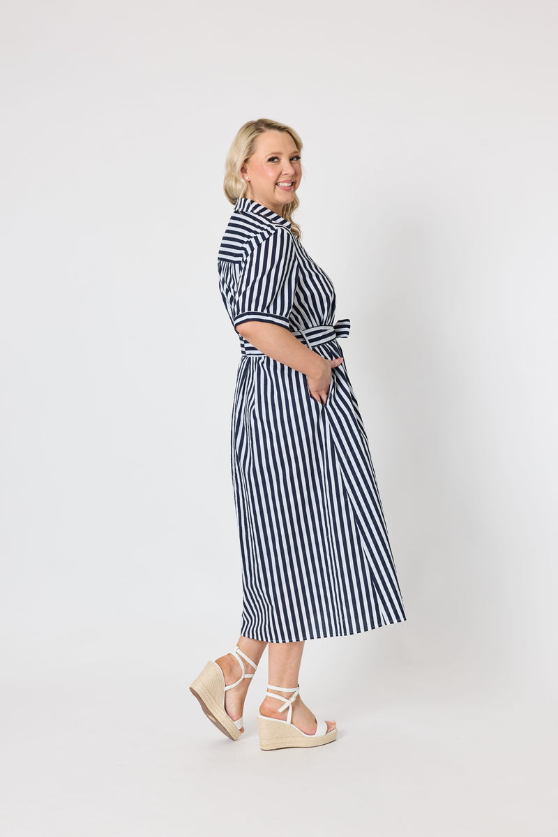 Load image into Gallery viewer, Gordon Smiths Womens Riviera Stipe Print Shirtdress
