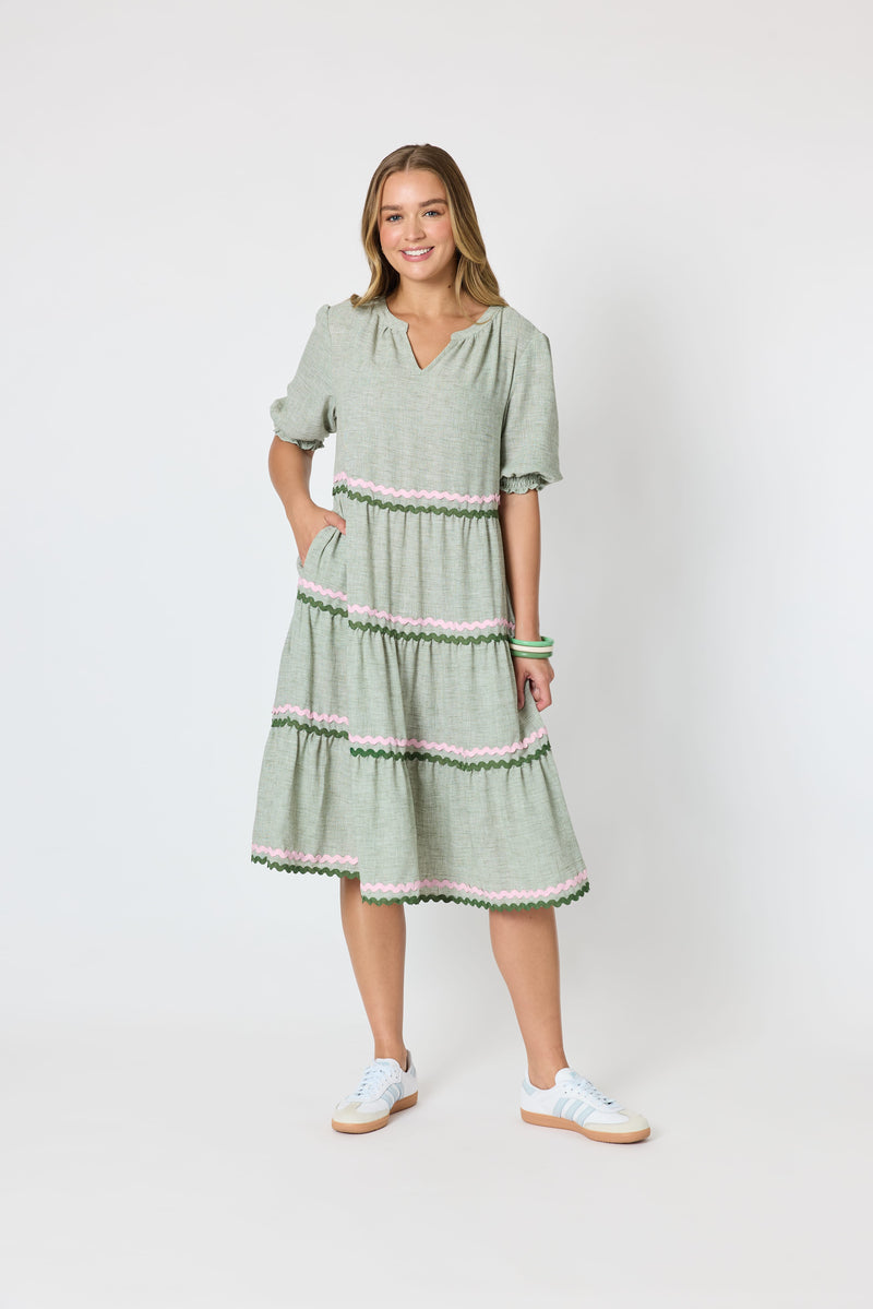 Load image into Gallery viewer, Threadz Womens Canopy Ric Rac Dress
