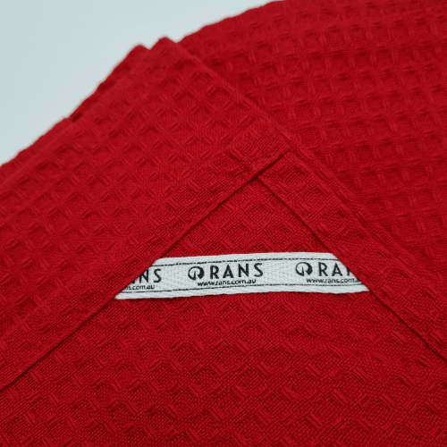 Load image into Gallery viewer, Rans London Waffle Tea Towels Set of 3 - Red
