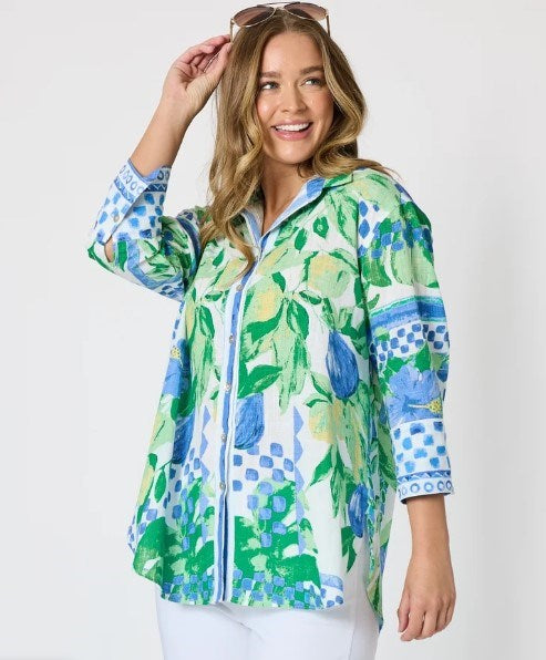 Threadz Womens Limoncello Print Shirt - Apple Multi