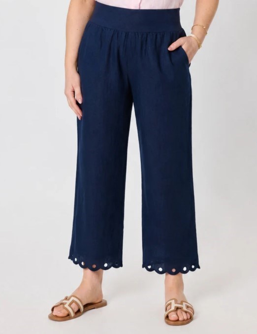 Gordon Smith Womens Lilly Linen Pant - Navy
