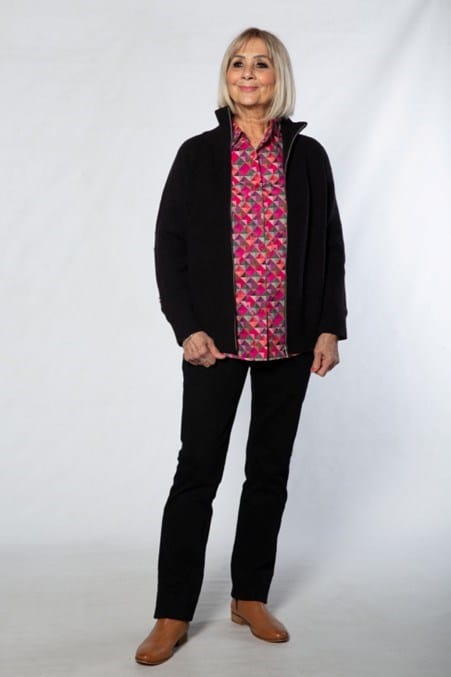 Equinox Womens Soft Knit Ribbed Zip Through Cardigan - Black