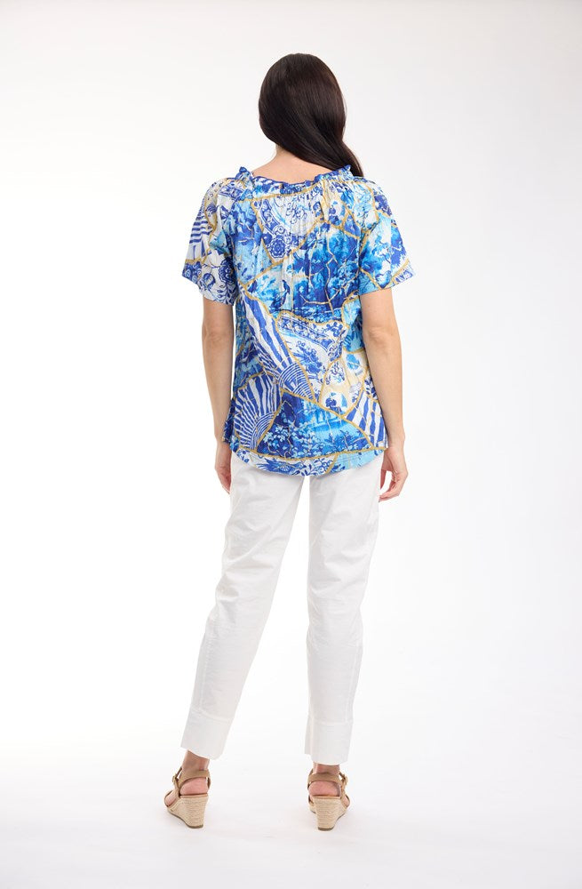 Load image into Gallery viewer, Orientique Womens 50yrs Oriental Top Frill Neckline
