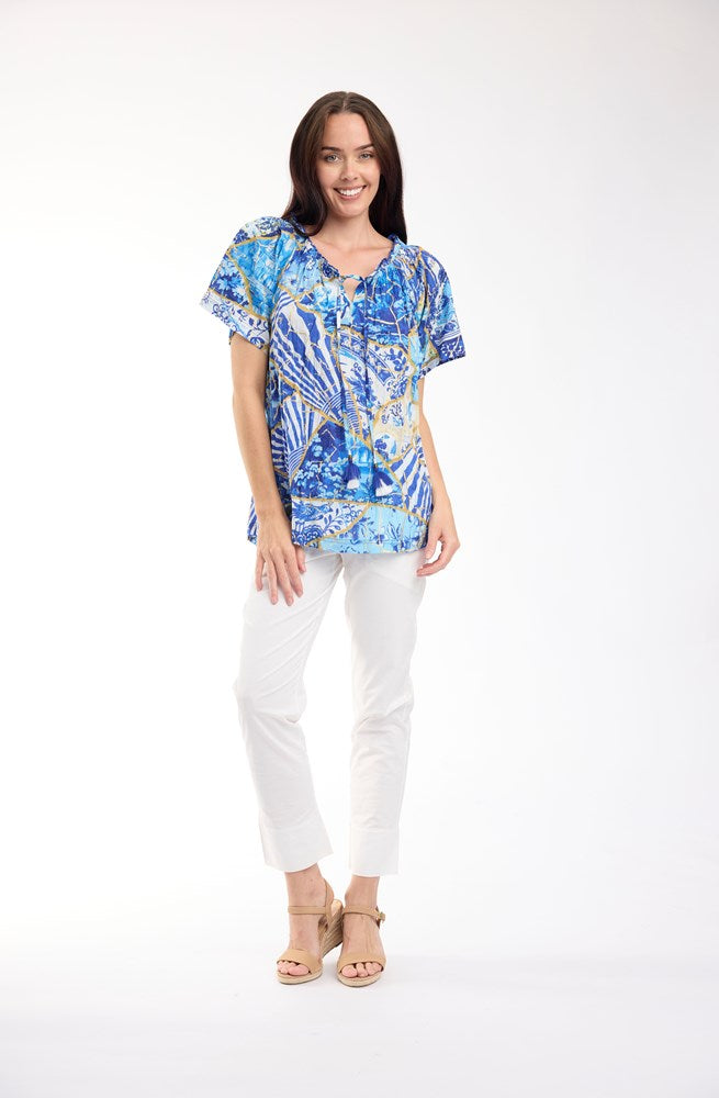 Load image into Gallery viewer, Orientique Womens 50yrs Oriental Top Frill Neckline
