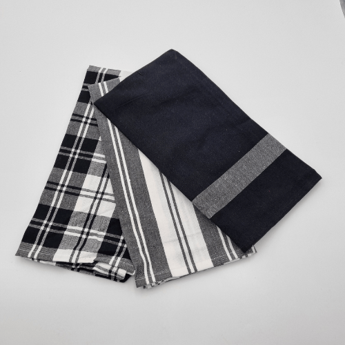 Rans Madrid Stripe Tea Towel Pack of 3 - Black