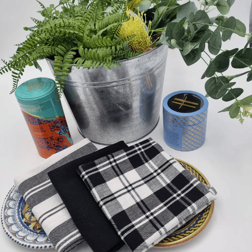 Rans Madrid Stripe Tea Towel Pack of 3 - Black