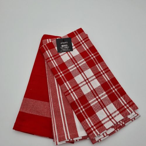 Load image into Gallery viewer, Rans Madrid Stripe Tea Towel Pack of 3 - Red
