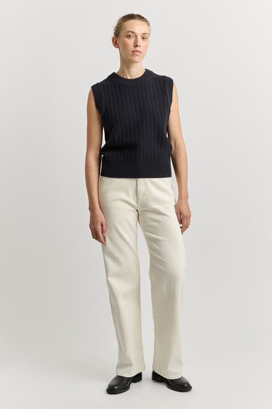 Toorallie Womens Grid Knit Vest - French Navy