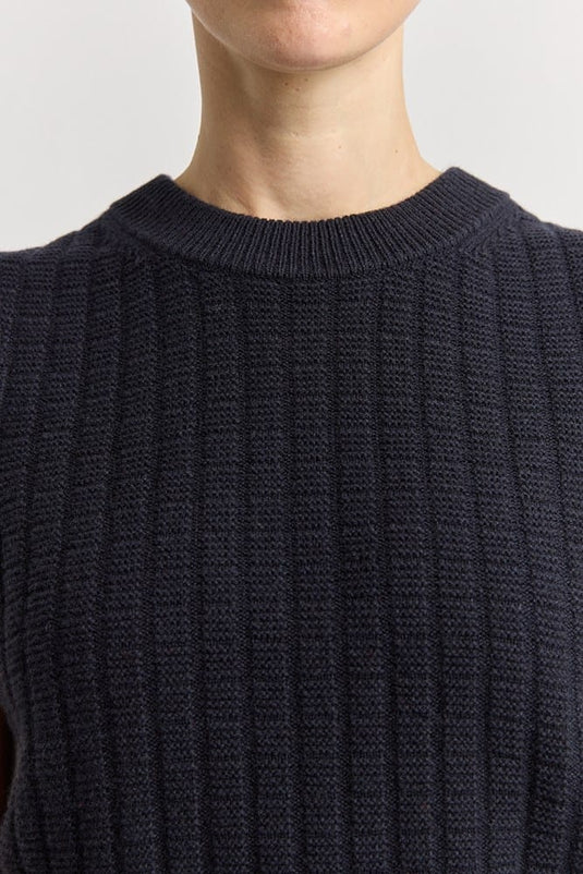 Toorallie Womens Grid Knit Vest - French Navy