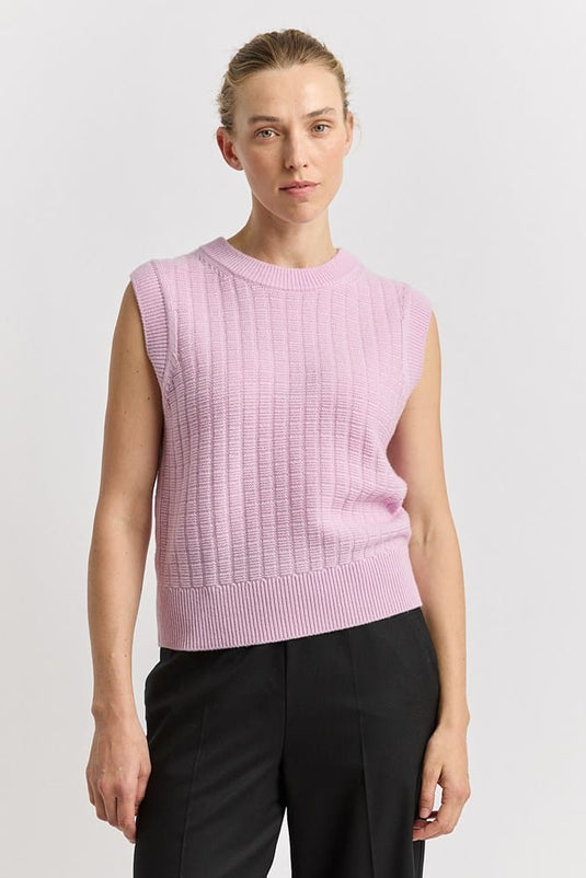 Toorallie Womens Grid Knit Vest - Powder Pink