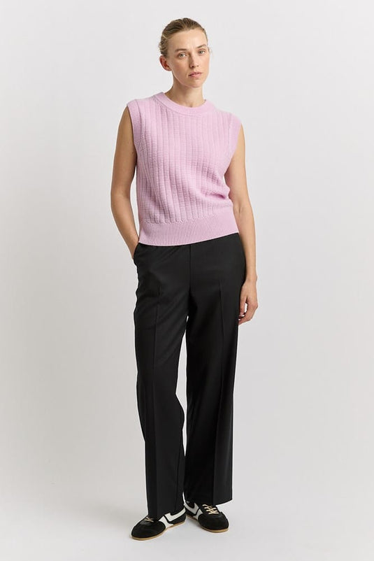 Toorallie Womens Grid Knit Vest - Powder Pink