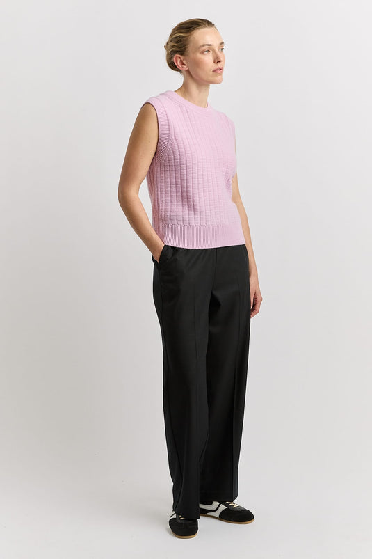 Toorallie Womens Grid Knit Vest - Powder Pink