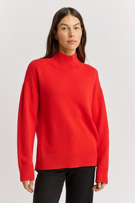 Toorallie Womens Split Neck Funnel - Poppy