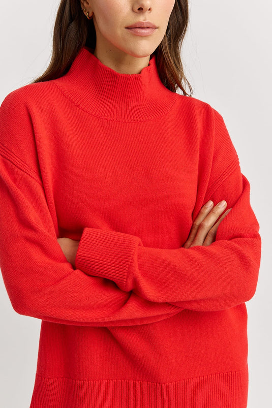 Toorallie Womens Split Neck Funnel - Poppy