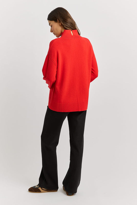 Toorallie Womens Split Neck Funnel - Poppy