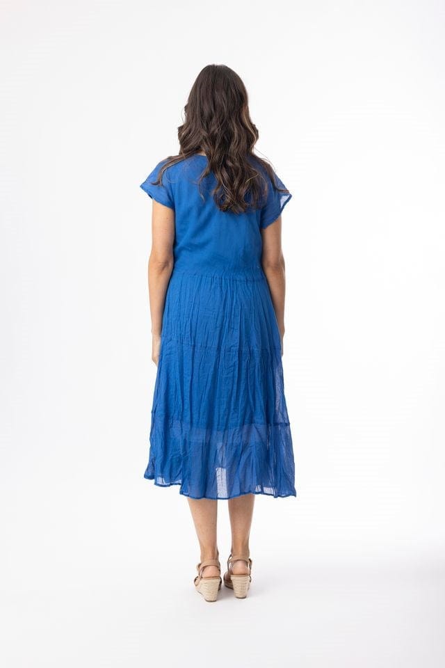 Load image into Gallery viewer, Orientique Womens Cotton Gauze Essentials Dress Bias Pockets - Blue
