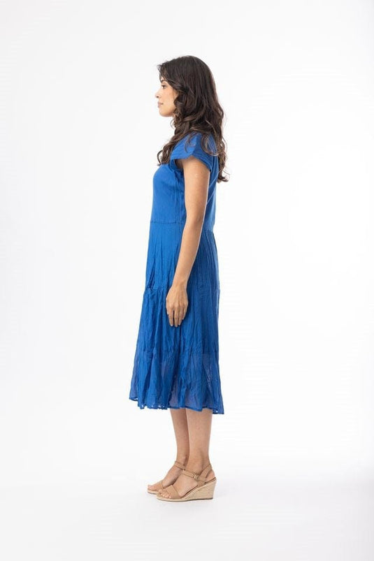 Orientique Womens Cotton Gauze Essentials Dress Bias Pockets - Blue