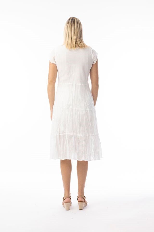 Load image into Gallery viewer, Orientique Womens Cotton Gauze Essentials Dress Bias Pockets - White
