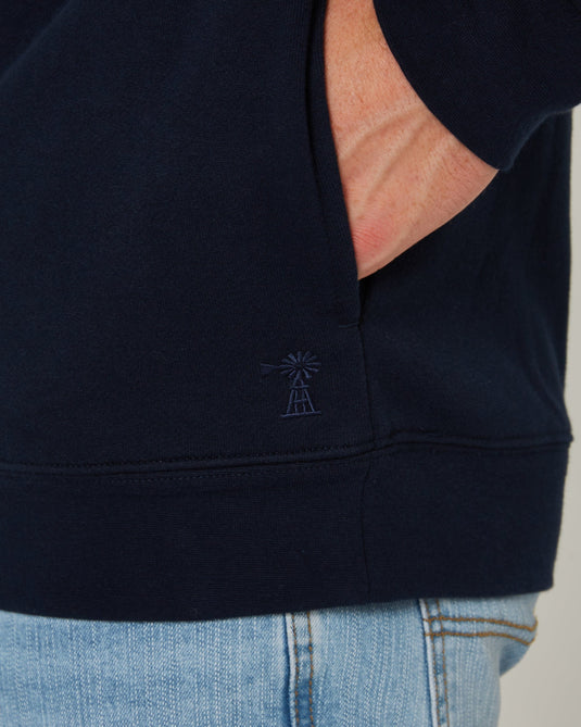 Pilbara Mens Zipper Closed Front Fleece Pullover - French Navy