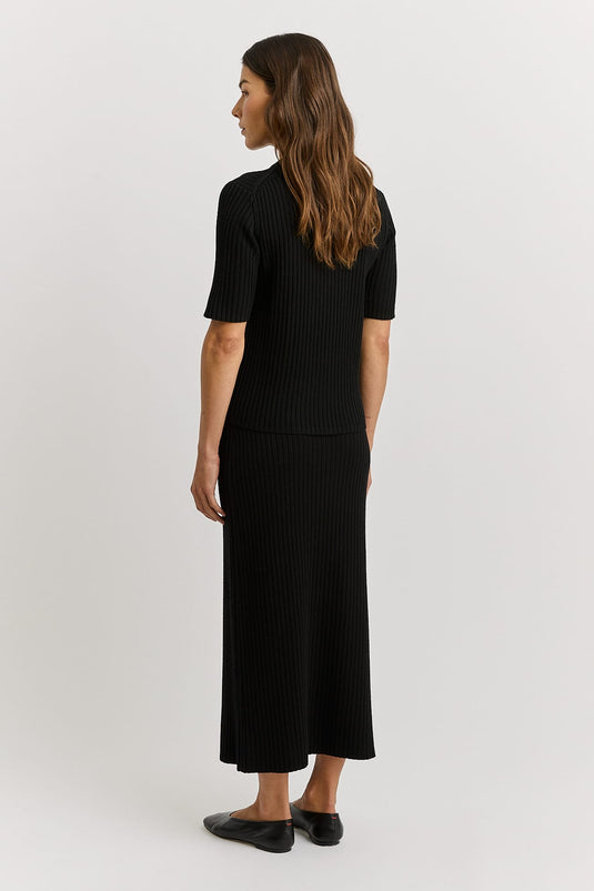 Toorallie Womens Rib Knit Top - Black
