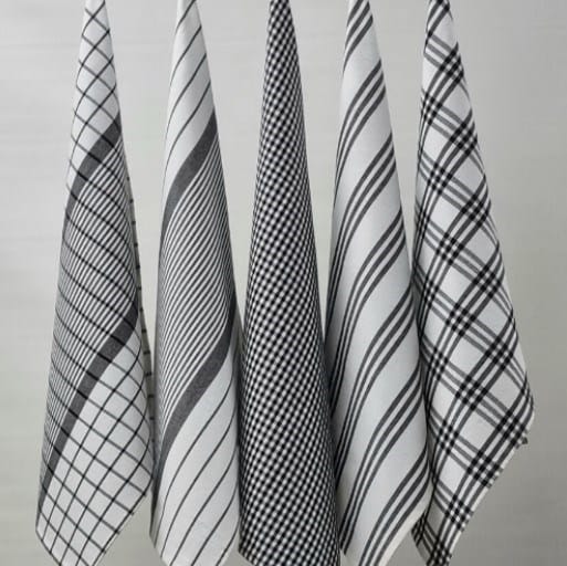 Rans Milan Tea Towel Pack of 5 - Black