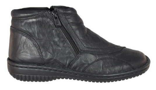 Cabello Comfort Womens Ankle Boots - Black Crinkle