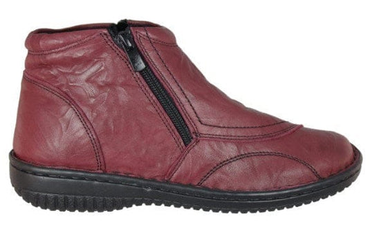 Cabello Comfort Womens Ankle Boots - Dark Burgundy Crinkle