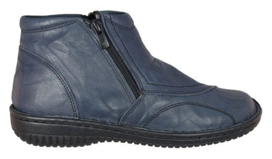 Cabello Comfort Womens Ankle Boots - Navy Crinkle
