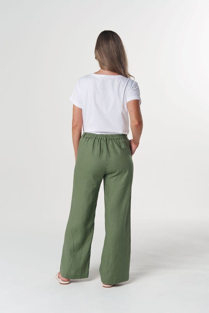Load image into Gallery viewer, Goondiwindi Cotton Easy Linen Cotton Pant - Cedar Green
